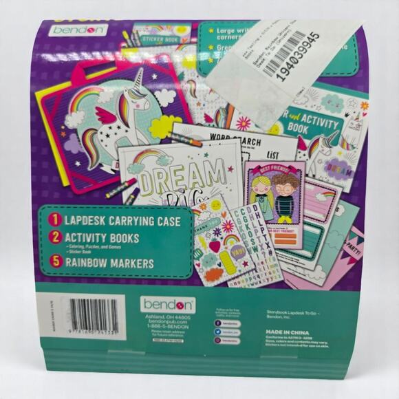 Bendon Storybook Lapdesk Carrying Case Activiity Books Rainbow Markers NWT - Picture 6 of 8